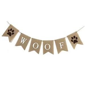 Burlap Woof Paws Dog Banner